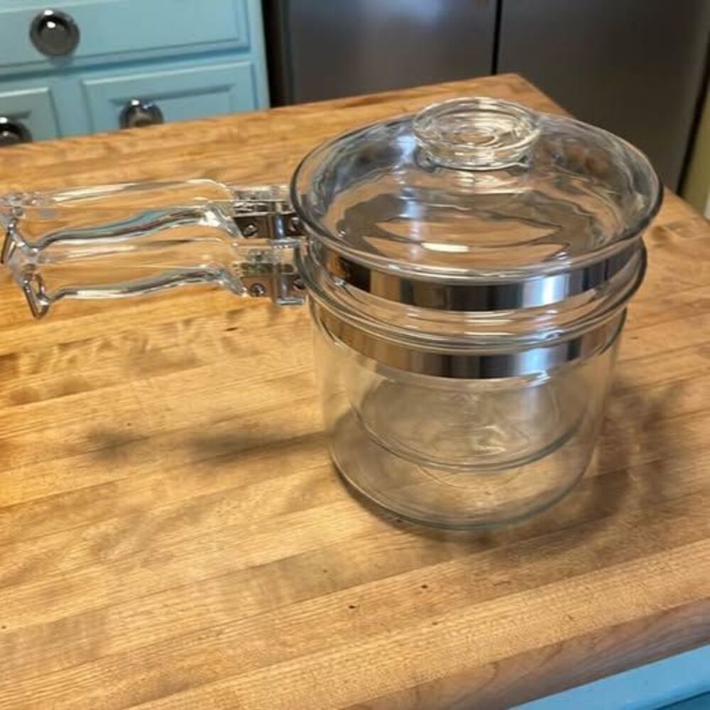 Vintage Pyrex 6283 Glass Double Boiler Set